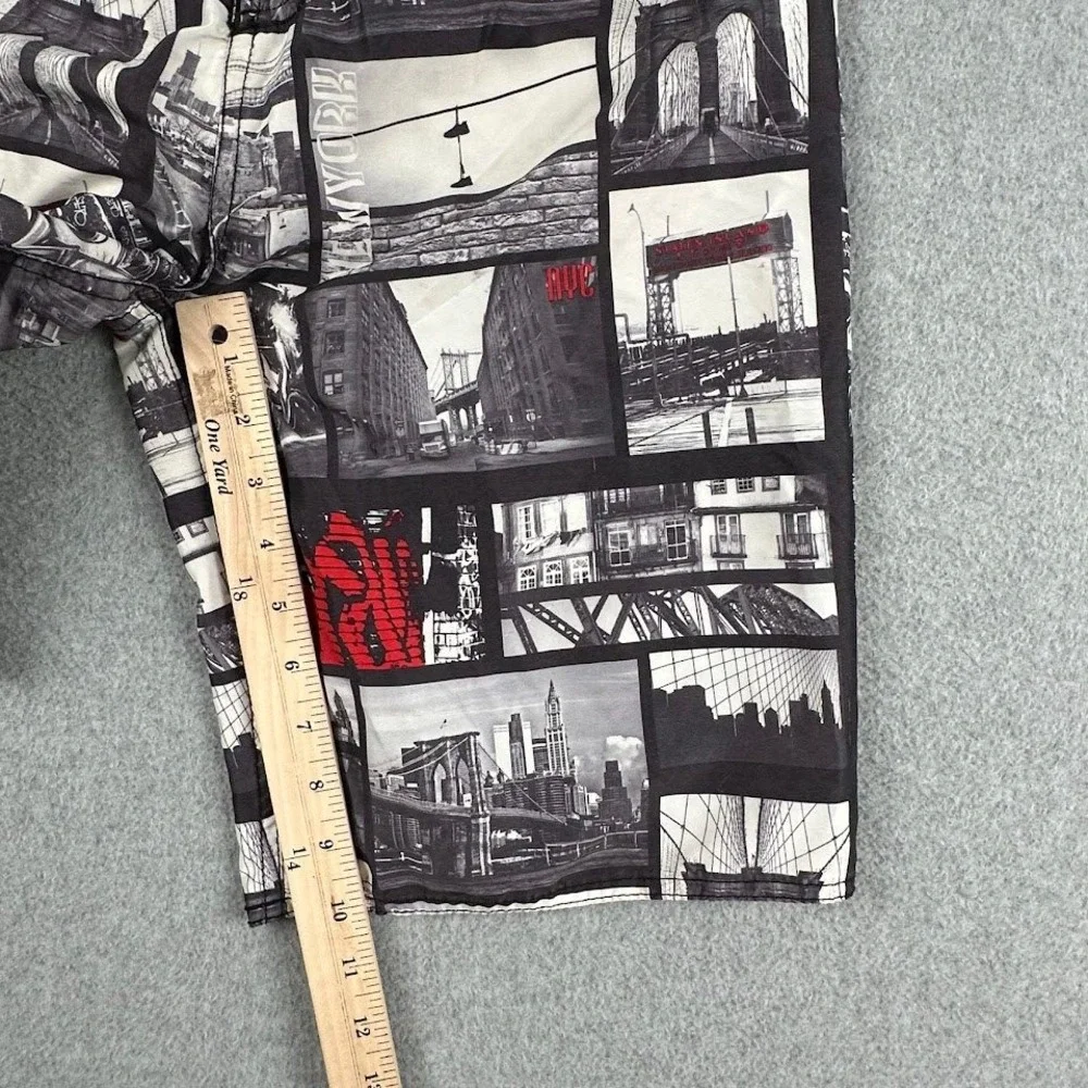 No Fear Mens XL Board‎ Shorts Graphic New York City Brooklyn Bridge Black Red